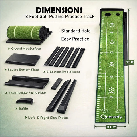 Indoor Putting Green With Auto Ball Return Wrinkle Free Golf Mat Non Slip Surface And Alignment Markings for real course vibe.