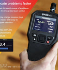 MR277 Moisture Meter With MSX Infrared Camera And Hygrometer For Building Inspection Quickly Spot Moisture Leaks And Insulation Voids With High Resolution Thermal Imaging And Pro Grade Diagnostics, handheld in hand