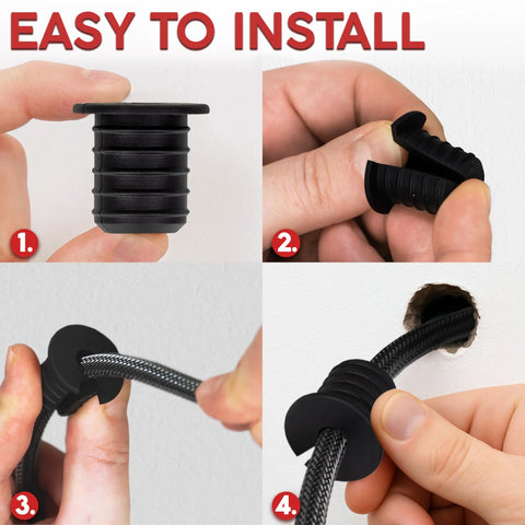 Two Pack Silicone Wall Bushing For Three Quarter Inch Holes, Waterproof Pass Through Grommet with Non Slip Strips Installation