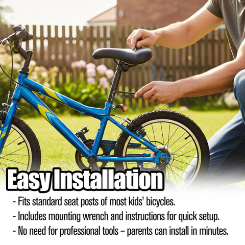 Kid Friendly Bike Seat Replacement With Post For Boys And Girls Cushioned Comfort Saddle installation on blue bike