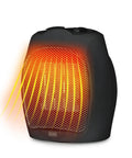 Small Space Heater 1500W Ceramic Indoor Heater with glowing heating elements, black compact design