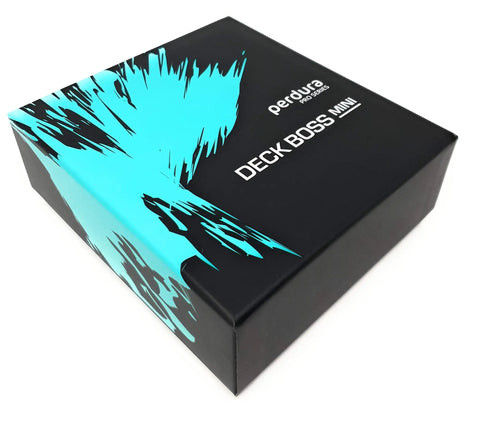 Deck Boss Mini 6 Inch Deck Stain Brush Applicator packaging box with blue and black design, angled view