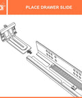 Bulletproof Rear Mount Brackets For Undermount Drawer Slides And Face Frame Cabinet Hardware installation diagram showing slide placement.