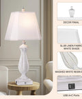 Set Of 2 30 Inch Dimmable Touch Table Lamps With USB And Type C Ports Noiseless 3 Way Brightness Mermaid White Rustic Bedside Lamps