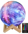 Moon Lamp For Kids Galaxy 16 Colors 3D Moon Light With Wood Stand Remote And Touch Control USB Rechargeable Night Light Gift