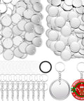 100 Sets Button Maker Kit 58mm 2.25 Inch Includes 100 Metal Shells 100 Films 100 Back Covers 100 Keychains and 1 Ring for DIY Makers