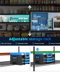 4-Tier Heavy Duty Wire Shelving Unit For Warehouse And Supermarket With Double Capacity And Space Saving Design shown with storage items