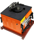 Pro Grade Hydraulic Electric Rebar Bender Built Like A Tank To Bend Steel Rods At One Eighty Degrees With Swappable Rollers handling 6-32mm bars.