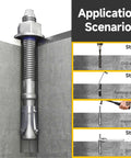 Installation process of 1/4 X 1-3/4 Inch Wedge Anchors, 10 Pcs, 304 Stainless Steel Heavy Duty Masonry Anchors For Brick Concrete And Cement.