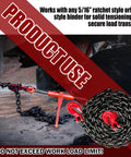 G80 Transport Binder Chain 5/16 Inch By 20 Foot With Clevis Grab Hooks Heavy Duty Tow Chain 4900 Lbs Safe Working Load in use
