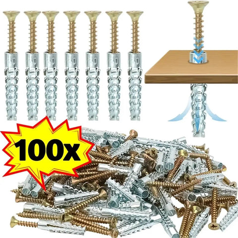Heavy Duty Wall Anchor Kit With Self Drilling Screws, Serrated Steel Drywall Anchors, Yellow Zinc Plated Carbon Steel, No Prep Install, 200 Sets For Secure Shelving And Mounts; 100x wall anchors and screws