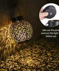 Outdoor Solar Lanterns Hanging Lights For Patio Porch Backyard Decorative Garden Lamps Metal Waterproof LED Lanterns With Auto On Off No Fuss Easy Setup Create Charming Shadow Patterns Two Pack showing floral shadow patterns