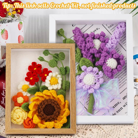 Sunflower Crochet Kit With Photo Frame Easy Diy Fun Flower Craft Set With Yarn Hooks Stitch Markers Floral Wire Fiber Fill
