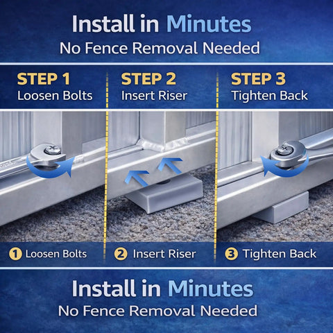Install guide for 32 Piece Pontoon Fence Riser Kit One Half Inch Rail Spacers For Pontoon Boats Nylon Gray Elevate Deck Rails