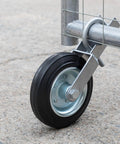 Heavy Duty 6 Inch Gate Wheel Caster For Smooth Glide On Metal Swing Gates Fits 1 5/8 To 2 Inch Frames, close-up of rubber roller.