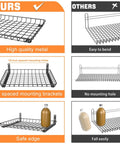 Comparison of Two Pack 12 By 24 Inch Wall Mounted Shelves For Garage Closet And Laundry Room Heavy Duty Floating Shelves With Durable L Shaped Brackets Holds Up To 60 Lbs Easy 16 Inch Stud Installation Black with others, highlighting high quality metal, 16-inch spaced mounting holes, and safe edge.