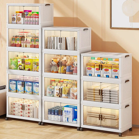 Heavy Duty Stackable Storage Bins With Smooth Roller Casters And Secure Snap Lids Translucent Plastic Organizer Cubes For Home Office Decluttering And Kid Safe Rounded Corners That Keep Your Space No Fuss And Nifty