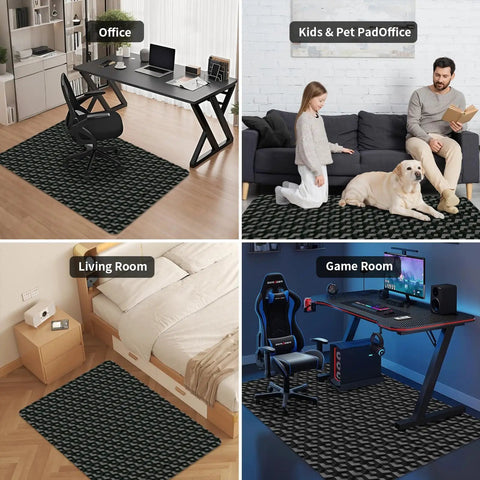 48 By 36 Inch Office Chair Mat For Hardwood Floors With 3D Pattern PVC Heavy Duty Floor Protector in various room settings