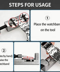 All In One Watch Repair Kit With Battery Replacement Tools, Link Removal Kit, watchband adjustment steps for DIY enthusiasts