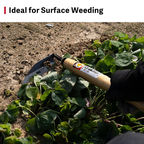 Compact Hand Weeding Sickle For Quick Surface Weed Removal In Narrow Beds And Tight Spaces, twisted blade scraping soil