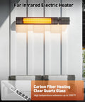 WiFi Controlled Infrared Outdoor Heater 1500 Watt Wall Mount Or Ceiling Mount 9 Heat Levels 24 Hour Timer installed outside