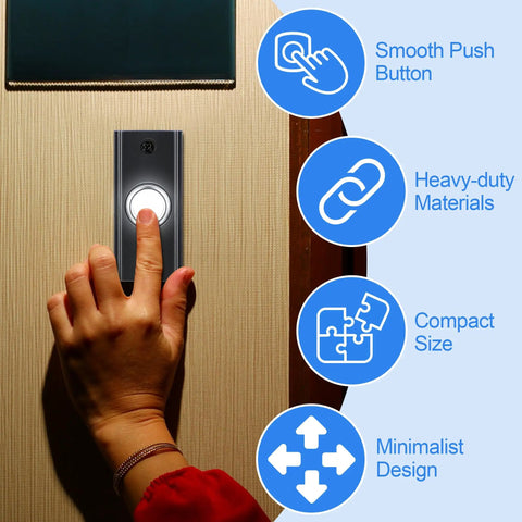 Lighted Metal Door Bell Push Button For Home And Garage Vintage Style LED Door Bell Button Wall Mounted Door Bell Switch With Night Light Easy Install Black installed on wall