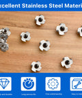 100 Pack One Quarter Twenty T Nuts Stainless Steel 304 Four Prong Tee Nuts For Woodworking Cabinets Furniture And Rock Climbing Holds Durable Threaded Inserts For Strong Secure Joints
