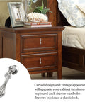 Six Pack Vintage Zinc Alloy Pendant Pulls Featuring Knockout Fluted Tear Drop Shape And Slick Silver Plate Finish For Straight Up Home Refresh Cabinet Wardrobe Door Hardware Upgrade displayed on wooden nightstand.