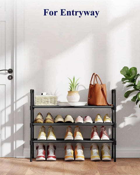 Three Tier Shoe Organizer Rack For Closet Entryway And Bedroom With Wide Shelves Easy Assembly Go To Storage Shelf With Shoes