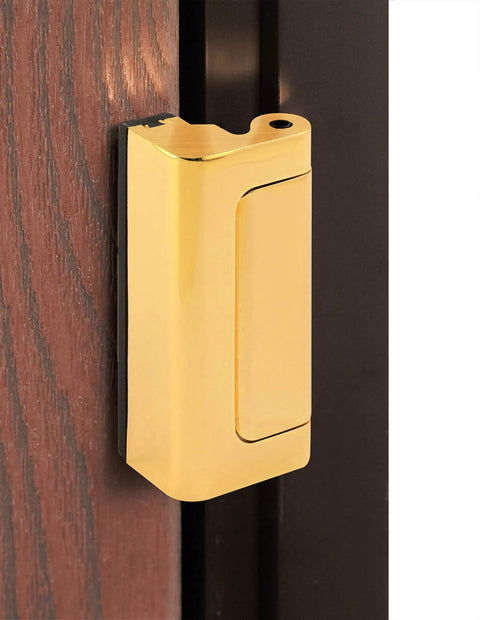 Door Reinforcement Lock With 3 Inch Stop For Extra Home Security, Aluminum Construction, Polished Brass Finish, Quick Install For Protection From Forced Entry Single Pack
