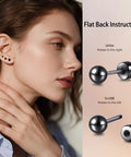 Titanium Screw Back Flat Back Ball Stud Earrings For Women And Men Hypoallergenic Implant Grade F136 Titanium Nickel Free And Lead Free Comfortable Lightweight Unisex Jewelry For Sensitive Ears Go-To Everyday Wear, black 3mm flatback