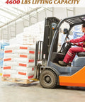 Kick Up Your Loading Game With Rock Solid Steel Forklift Fork Extensions 72 Inch Long Universal Fit For 4.2 Inch Wide Pallets Built To Handle Heavy Loads Smooth Out Warehouse Hustle Daily. Forklift lifting 4600 lbs capacity with loaded pallet.