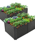 2 Pack 6x3x2 Ft Galvanized Metal Raised Garden Beds For Veggies And Flowers, 2 Ft Deep Planter Boxes, shown filled with plants