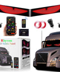 2 Pack Devil Eyes LED Lights For Cars With Remote And Bluetooth App Control on truck, showing app and accessories