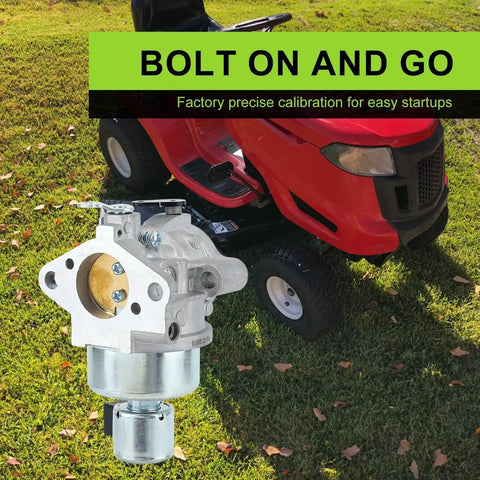 SV600 20 HP Carburetor Replacement Kit shown in front of red lawn tractor on grass.