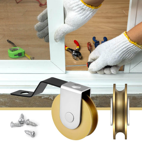 No-Fuss 4 Pack 1-Inch Steel Sliding Screen Door Rollers With Tension Springs shown during DIY screen repair installation.