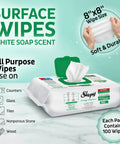 XL All Purpose Cleaning Wipes 100 Count No Streak Natural Vinegar And Baking Soda Formula Jumbo 8x8 Inches package