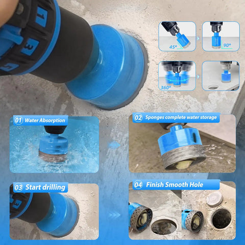 Diamond Hole Saw Drill Bits Set With Pilot Guide And Sponge Spring Bits, 2 Pieces, drilling in tile