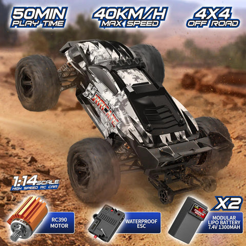 All Terrain RC Truck For Adults And Kids, 4WD Waterproof Remote Control Car with Dual 7.4V 1300mAh Batteries, off-road driving