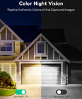 Image showing house with Outdoor Security Camera With 2K 4MP HD Video, Color Night Vision feature, spotlight on and off effects.