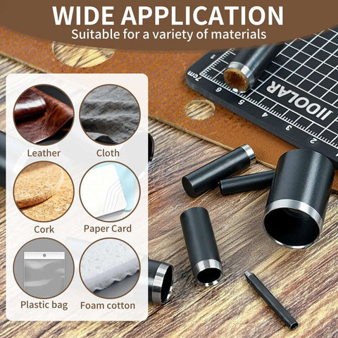 Pro Grade Leather Circle Cutter Tool Set 34-Piece Circle Punch Kit wide application on various materials like leather and fabric