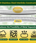 Heavy Duty Metal Garden Hose 50 Ft With Swivel Handle And 8 Function Nozzle Flexible No Kink 304 Stainless Steel Construction For Outdoor Yard And Garden Use Weatherproof Durable Interlocked Steel Design For All Weather Use compares upgraded interlinks and weather resistance