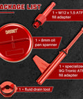 9 Speed Transmission Fill Adapter Aluminum Oil Change Tool Kit With ATF Fill Adapters And Drain Tool Pro Grade All In One Easy Transmission Fluid Change Durable Aluminum Case Included package list with 9G-Tronic adapters