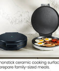 All In One Kitchen Powerhouse Everything Maker And Pizza Oven On Countertop With 1440W Power 12 Inch Nonstick Plates