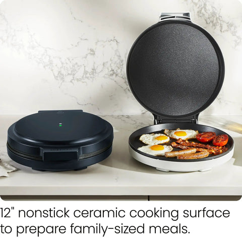 All In One Kitchen Powerhouse Everything Maker And Pizza Oven On Countertop With 1440W Power 12 Inch Nonstick Plates