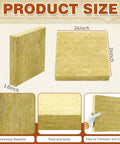 Product size of Heavy Duty Mineral Wool Insulation Boards 24 By 24 Inch Acoustic Dampening Panels for Walls and Ceilings.