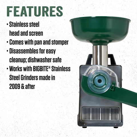 BigBite Juicer Attachment For Meat Grinders Turn Your Grinder Into A Juicer Station For Fresh Juice Purees Sauces Baby Food