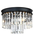 Two Tier Crystal Flush Mount Ceiling Light With Black Finish Real K9 Crystals Close To Ceiling Fixture For Living Room