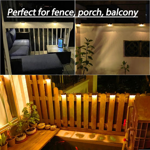 Solar Deck Lights 12 Pack Outdoor Waterproof LED Warm White and Color Changing for Stairs Fence Garden Patio night view