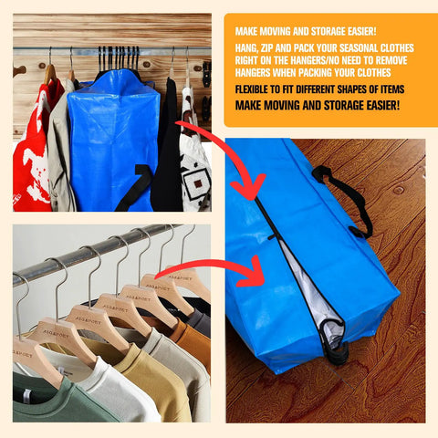 Heavy Duty Blue Moving Bags With Sturdy Zipper Handles And Backpack Straps Ditch The Moving Boxes For Quick Packing Storage And Wardrobe Transport